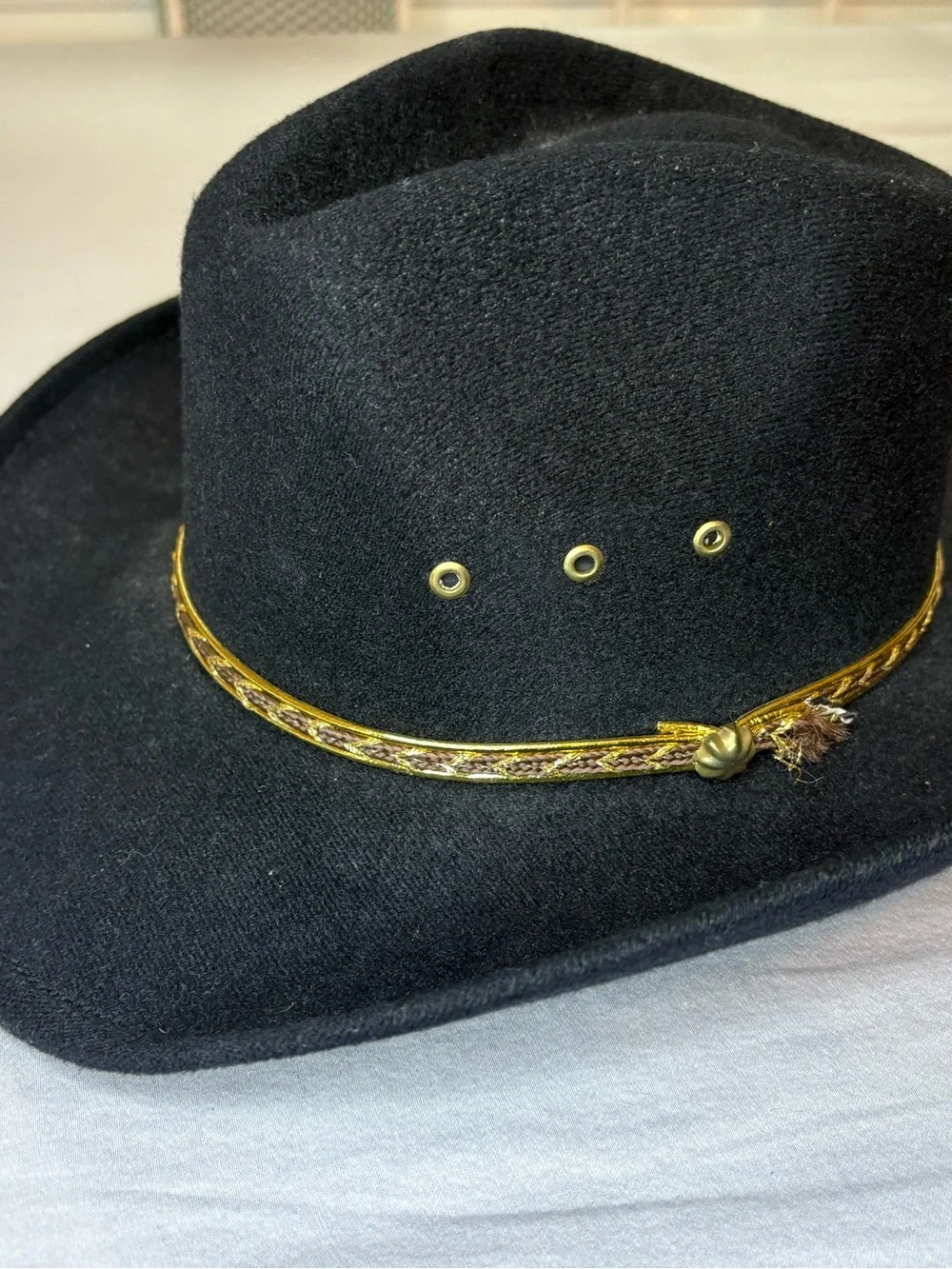 Western Express Black Felt Cowboy Hat Gold Band Youth Small Made in Mexico